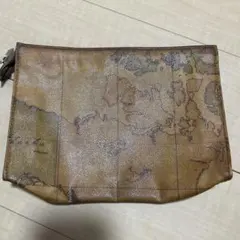 k*k様 地図柄クラッチバッグ ブラウン系 約25cm x 18cm
