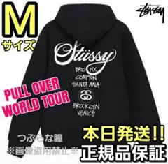 STUSSY Mサイズ プルオーバーパーカー ワールドツアー ブラック