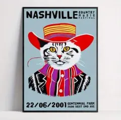 ポスター　JAZZ 猫　アート　ロック　リビング　スタジオ　ギフト　カフェ　A3