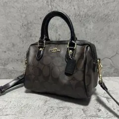 未使用級✨️コーチ 2way ミニボストンバッグ ローアン PVC レザー 黒