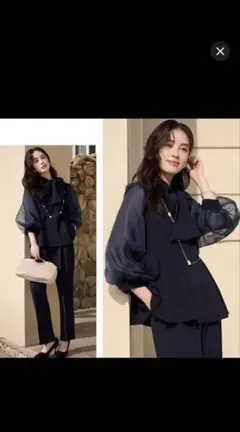 24AW 美品 レサージュ オーガンジーボウタイブラウス シアー F ネイビー 24AW 美品 レサージュ オーガンジーボウタイブラウス シアー F