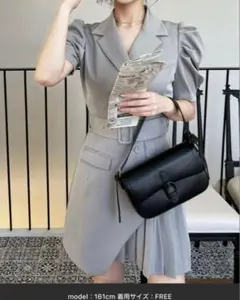 ROYALPARTY パフスリーブジャケットプリーツミニワンピース