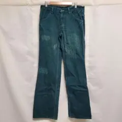 メンズ ダメージ加工 デニムパンツ グリーンデニム L表記
