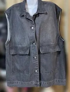 SHEIN オーバーサイズデニムベスト　ブラック　Mサイズ