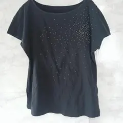 マダムジョコンダ ビーズ 装飾 黒 半袖 Tシャツ カットソー ラインストーンのサムネイル