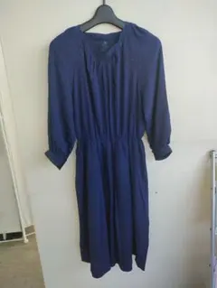 あ*づ様 ネイビー シャツワンピース 長袖 ウエストゴム