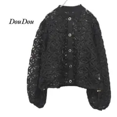 2025AW　美品！　DouDou　テープレースブルゾン　黒　ドゥドゥのサムネイル
