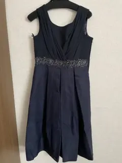 she's ネイビー フロントドレープドレス