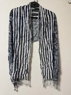 COMME CA ISM ストール ネイビーとホワイト