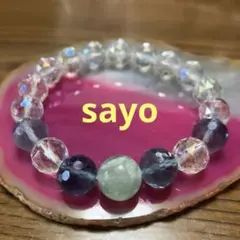 《綺麗》フェザーイン&ラウンドフローライト『知性の石』レインボー水晶64面ブレス