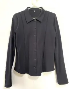 GU リブポロカーディガン Lサイズ　ブラック