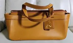 Kitamura キタムラ ハンドバッグ レザー ブラウン べっ甲風プレート 