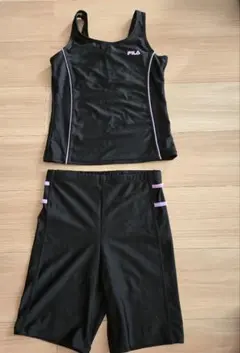 美品 FILA 水着 黒 セパレート タンクトップ ショートパンツ 160