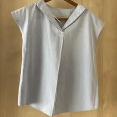 【新品未使用】GU オープンネックシャツ ライトブルー 半袖