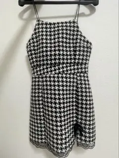 【キャバドレス】千鳥柄 ブラック×ホワイト ミニワンピース タイト