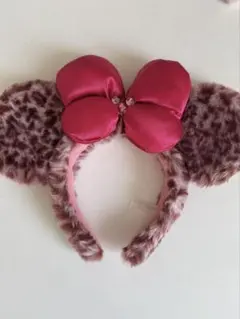 ディズニーミニーヒョウ柄カチューシャ人気ピンク