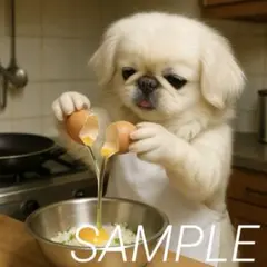 【A4/ai030】AIイラスト ポスター 犬 調理シーンペキニーズ かわいい