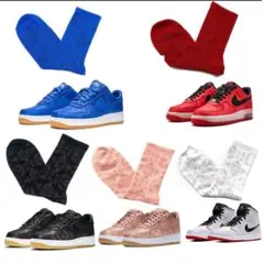 ソックス 2足 白赤 NIKE好きに CLOT好きさん 靴下 ロイヤルシルク柄