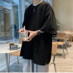 メンズ Tシャツ 黒 4XL 半袖 シンプル 新作 大きめサイズ インポート