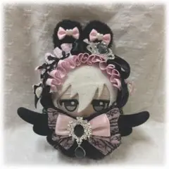 ちびぐるみ　ぬい服　うさぎ　黒　ピンク
