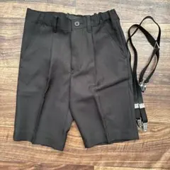 サスペンダー付きブラックパンツ 110
