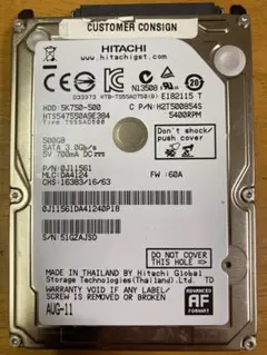 HITACHI 2.5インチ HDD 500GB