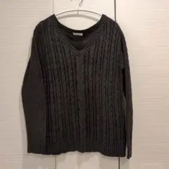 Noble cotton　ダークグレー Vネック ニット セーター