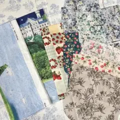 YUWA薔薇柄などクラシカルな生地の端切れセットはぎれイチゴ