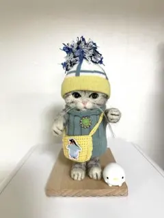1点もの！羊毛フェルトお買い物猫ちゃん