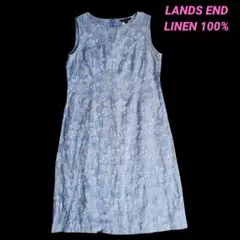 LANDS END 麻100% エスニック総柄 ノースリーブ ワンピース9321のサムネイル