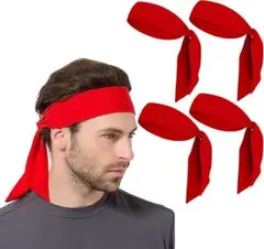 ヘアバンド ヘッドバンド メンズ スポーツ用 帽子インナー 汗止め 赤 4本