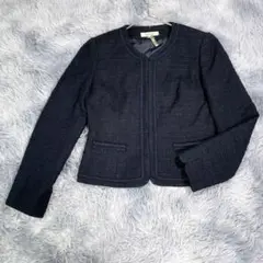 Rifanne【9AR】ノーカラージャケット　ブラック　レディース　少し厚手