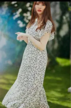 Her lip to muguet printed romantic dress