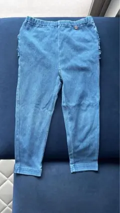 値下げpetit main フリル付きデニムパンツ 100cm