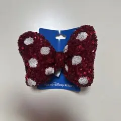 ミニー スパンコールリボン ヘアゴム 赤