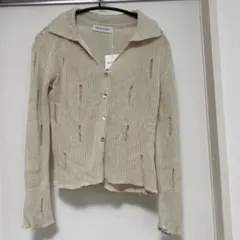 タグ付　モコアズ　長袖　ニット　カーディガン　ベージュ　mocoa's
