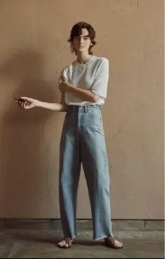 SERGE CACAO ワイドフィッティング　ハイウエストライトブルーデニム24