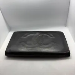 CHANEL ブラックレザー長財布