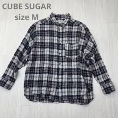 CUBE SUGAR キューブシュガー ジャガード コットン シャツ 長袖 M