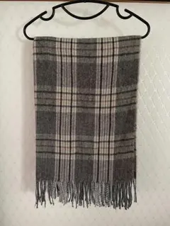 【グレー チェック柄マフラー】