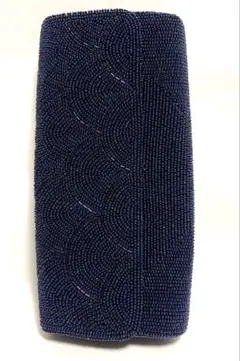 総ビーズ ハンドバッグ クラッチバッグ ネイビー 和装 パーティー　美品