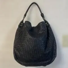 cachecacheカシュカシュ　レザー編み込み ワンショルダーバッグ ブラックのサムネイル
