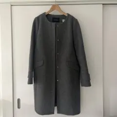 GREEN LABEL RELAXING グレー ノーカラーコート