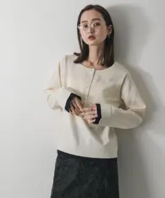 センスオブプレイス　ヘンリーネックレイヤードセーター