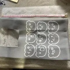 クマ柄 ニットバッグ グレー ミニトート