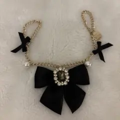 メゾンドフルール ビジューリボンパールバッグチャーム キーホルダー