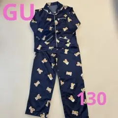 最終価格⭐️GU キッズ　くま柄　サテンパジャマ　130