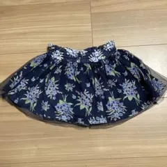 スカート　チュールスカート　花柄　ネイビー　80 ピューピルハウス