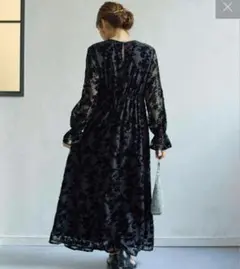 フラワージャガードワンピース ブラック オケージョン
