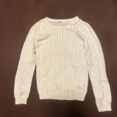 H&M アイボリー ケーブル編みニット